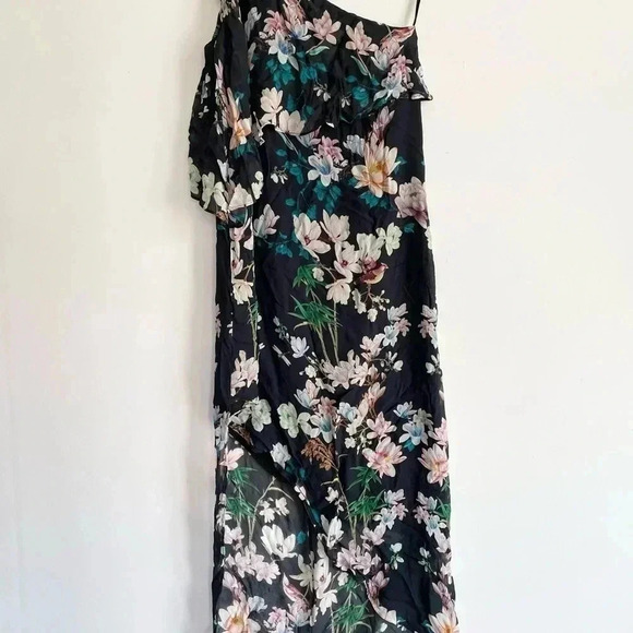 Slate + Willow Hudson Floral Maxi Asymmetrical Dress One Shoulder Black 0 - Picture 4 of 12
